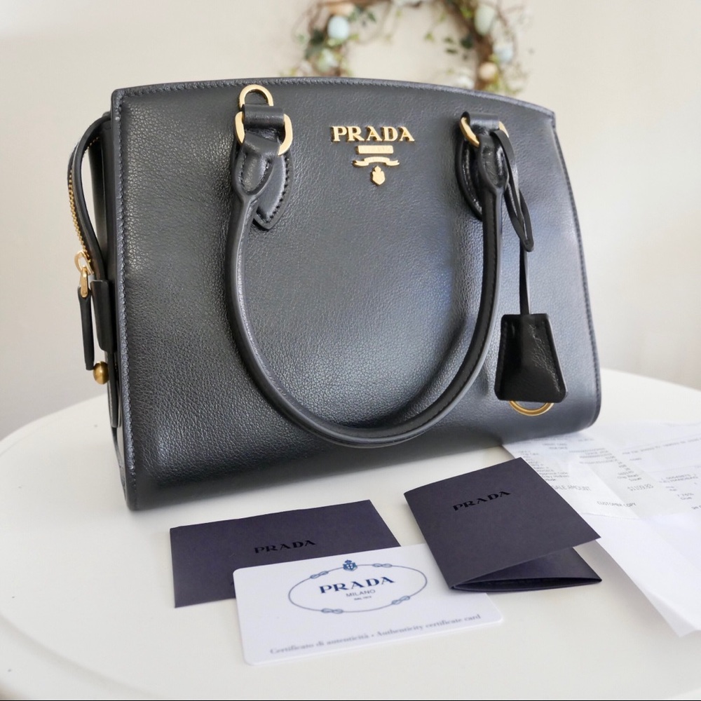 Prada Black Leather Handbag/Shoulder Bag
